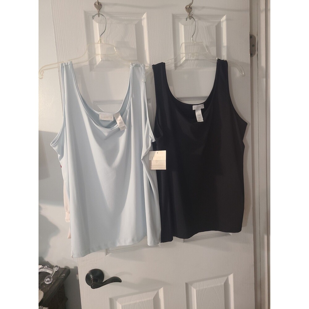 Elisabeth Collection Plus Size 3X Tank Top Bundle 2 Pack Black & Light Blue Slee
